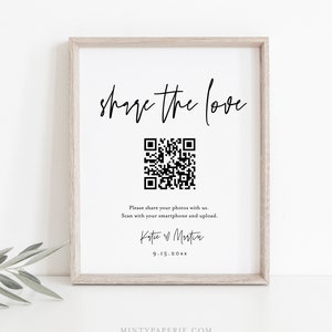 Share the Love QR Code Sign, Photo Album Share QR Code, Photo Sharing App, Google Photos, Editable Template, Templett, 8x10 #0009-78S