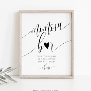 Mimosa Bar Sign, Bridal Shower Mimosa Sign, Wedding Mimosa Bar, Bubbly Bar, Editable Template, Instant Download, Templett 8x10 #008-13S