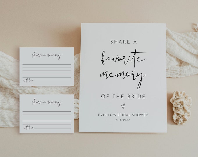 Share a Memory Sign and Card, Favorite Memory, Bridal Shower, Editable Template, Instant Download, Templett, 8x10 Sign #0031-49S