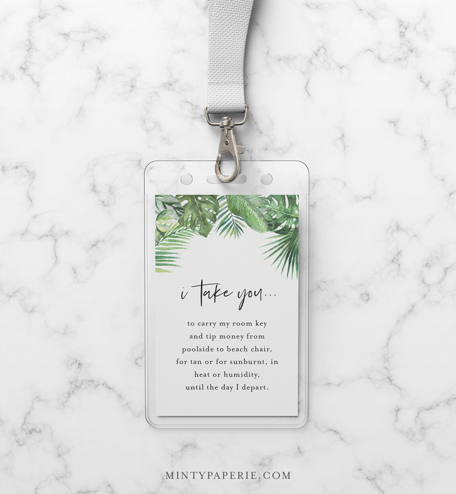 Wedding Room Key Card Tag Template Printable Tropical Palms Etsy