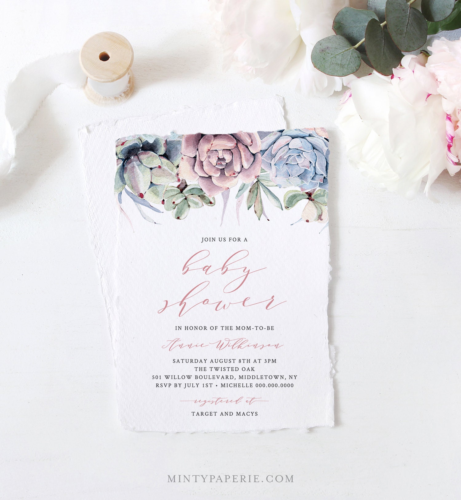 cactus baby shower invitations printable