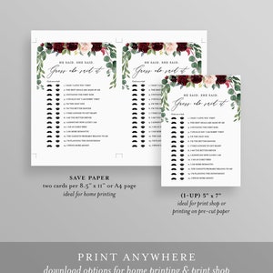 He Said She Said, Guess Who Said It, Editable Bridal Shower Game, Wedding Shower DIY Game, INSTANT DOWNLOAD, Personalize Question #062-128BG image 3
