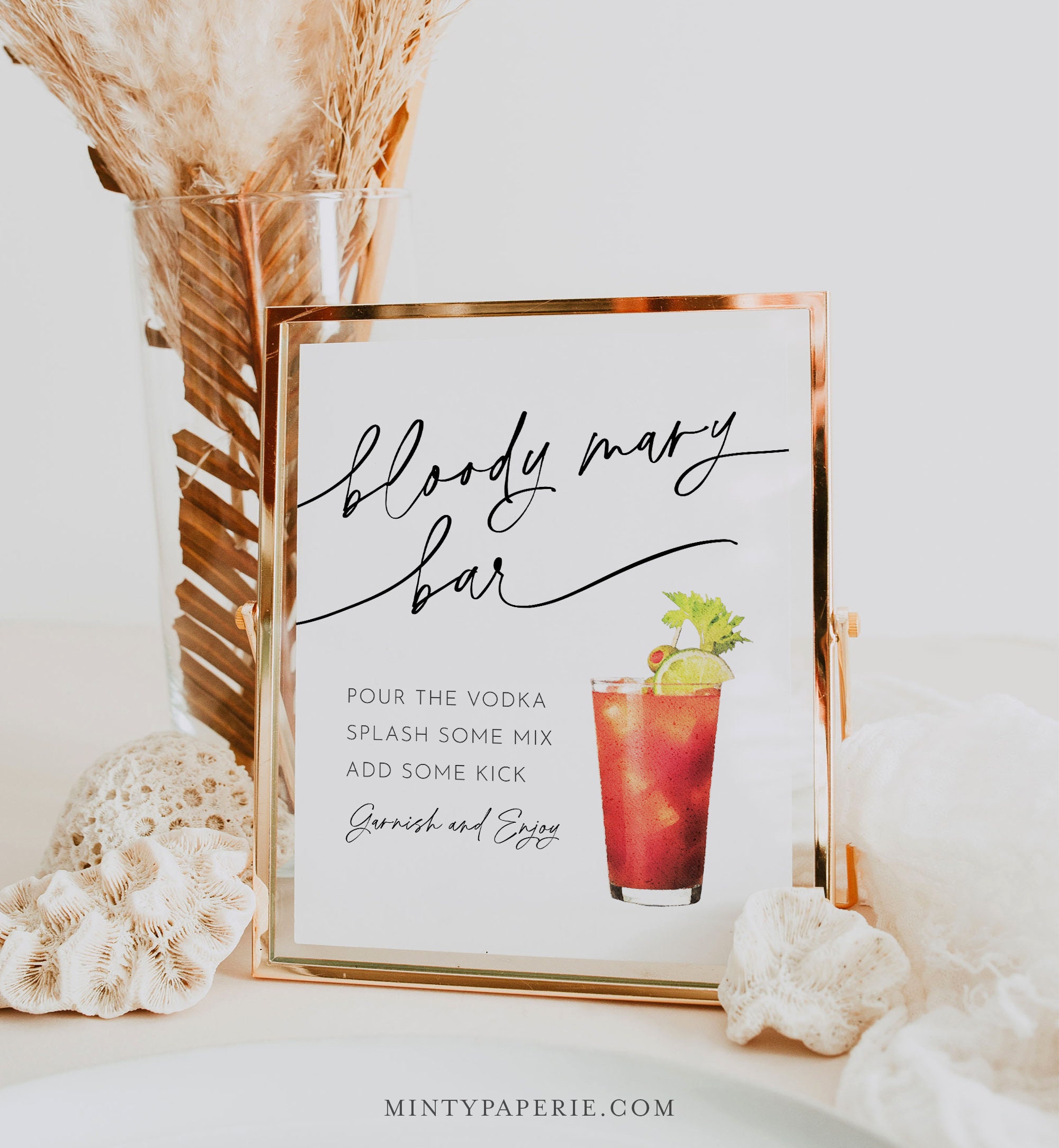 Bloody Mary Bar Sign Bridal Shower Wedding Bloody Mary Drink Sign