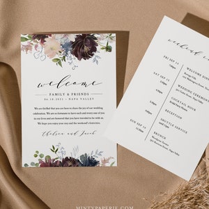 Welcome Bag Letter Template, Printable Welcome Note &amp; Itinerary ...