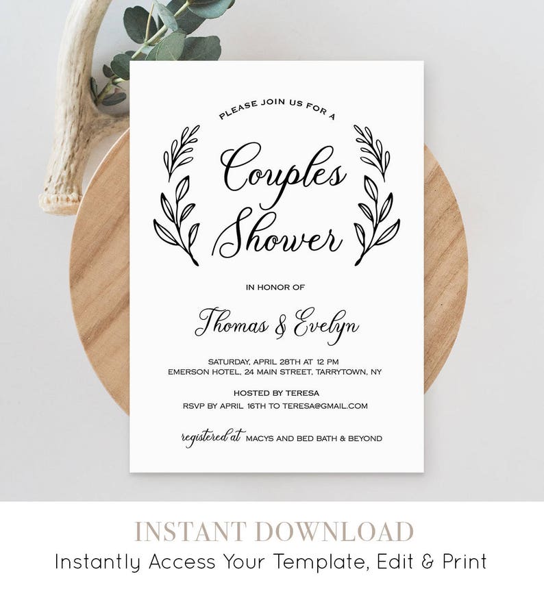 Couples Shower Invitation Template, Printable Wedding Shower Invite, Bridal Shower, Jack and Jill, Instant Download, Editable 027-124BS image 4