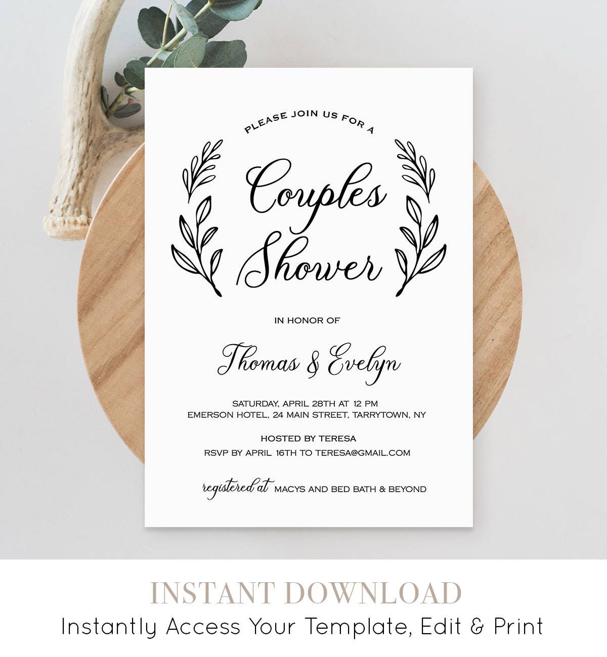 Couples Shower Invitation Template Printable Wedding Shower Etsy