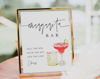 Margarita Bar Sign, Wedding Margarita Bar, Fiesta Bridal Shower, Tequila Brunch, Editable Template, Instant Download, Templett #0009-94S