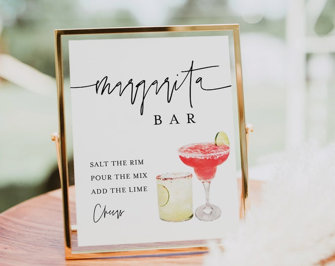 Margarita Bar Sign, Wedding Margarita Bar, Fiesta Bridal Shower, Tequila Brunch, Editable Template, Instant Download, Templett #0009-94S