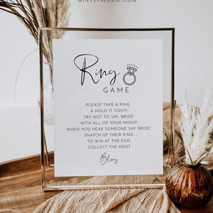 Ring Game, Minimalist Bridal Shower Game, Don't Say Bride Game, Printable, Editable Template, Instant Download, Templett #0031-30BRG