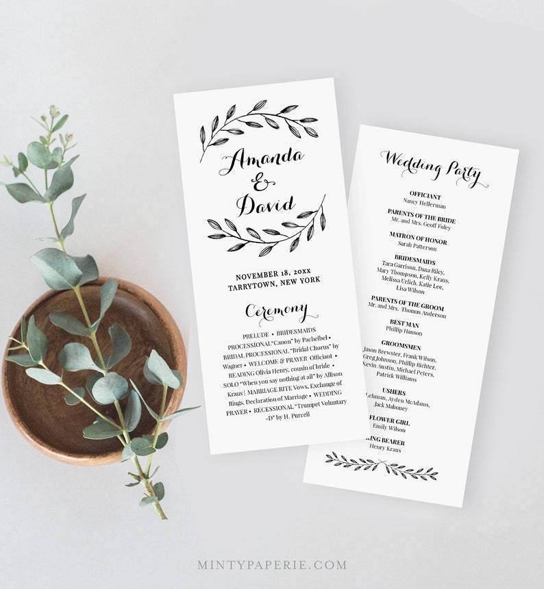 Rustic Wedding Program Template Instant Download Order of - Etsy