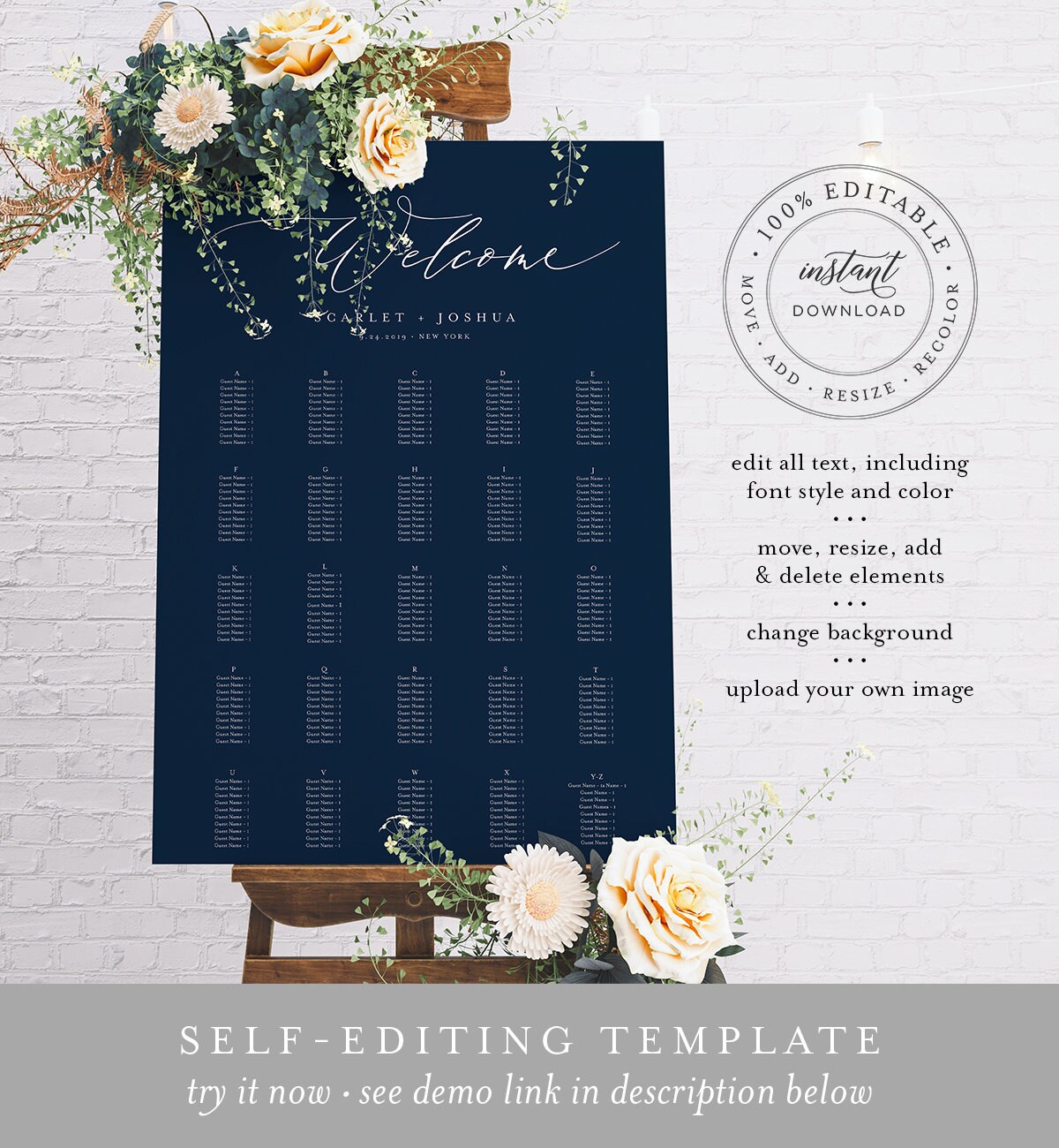 Alphabetical Seating Chart Template Wedding Seating Poster Seating Alphabetical Seating Chart Template Wedding Seating Poster Seating