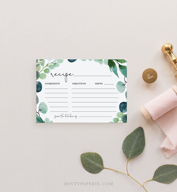 Recipe Card Printable Bridal Shower Recipe Insert Boho Etsy