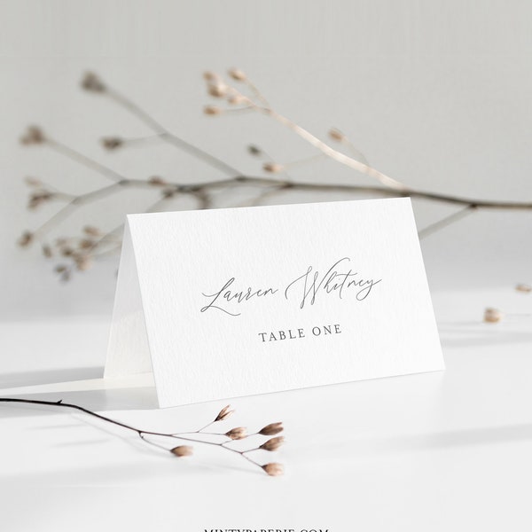 Minimalist Place Card Template, Printable Modern Simple Wedding Escort Card & Meal Option, INSTANT DOWNLOAD, Editable, Templett #0006D-210PC