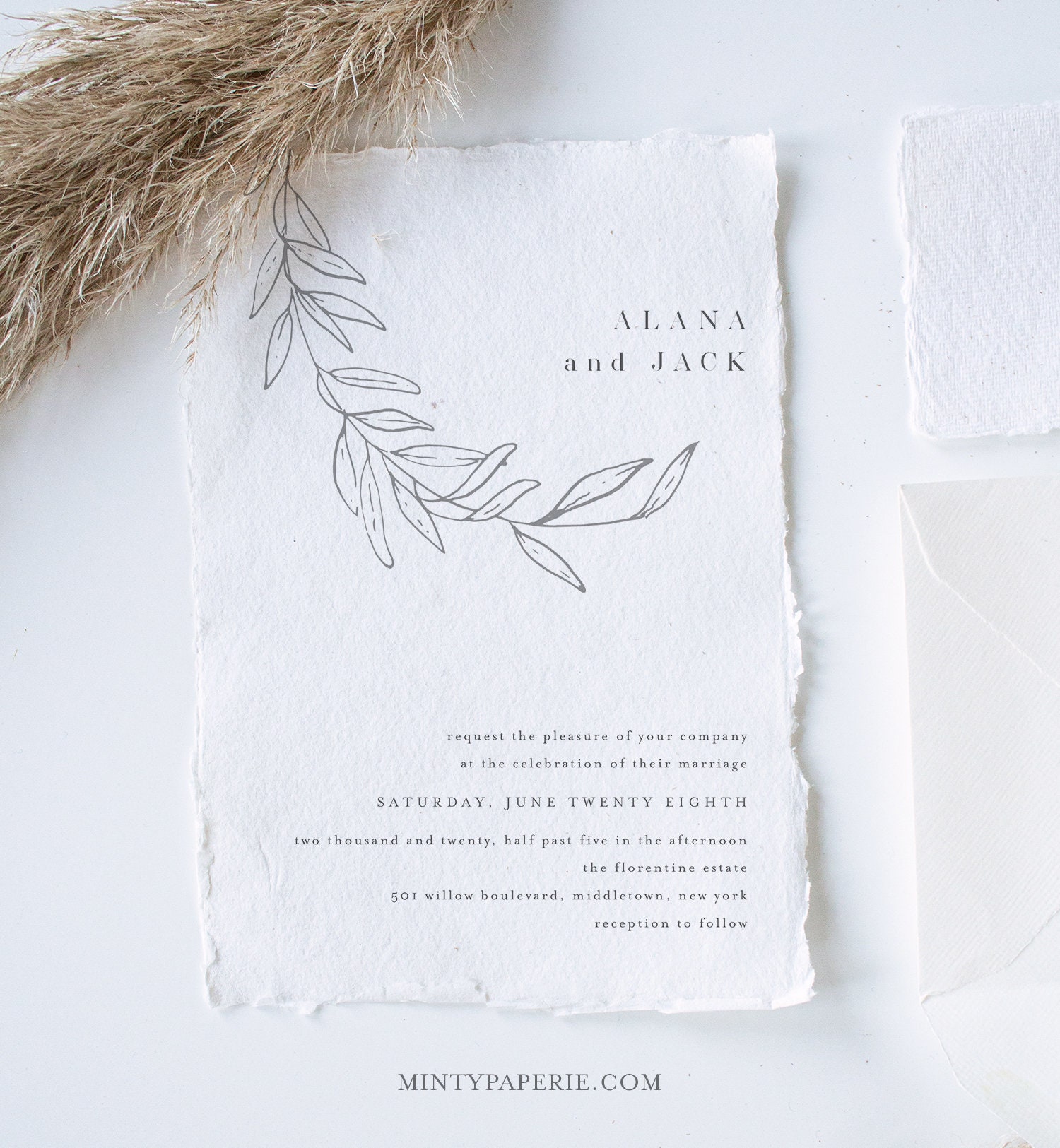 Minimal Wedding Invitation Set, Fine Art, Minimalist, Modern, Simple ...