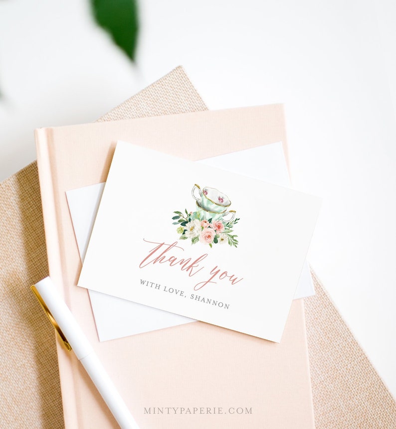 tea-party-thank-you-card-template-printable-tea-bridal-etsy