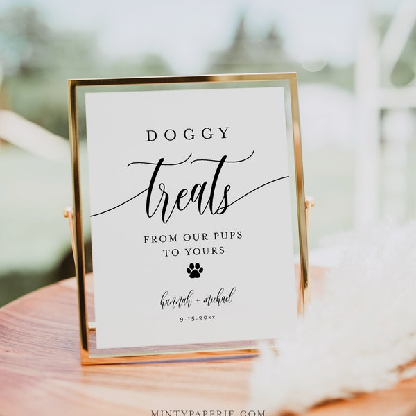 Doggie Treats Sign, Pet Treat Favor Sign, Dog Treat, Minimalist Wedding Sign, Editable Template, Instant Download, Templett, 8x10 #008-84S