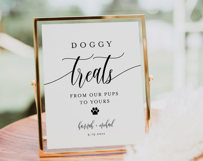 Doggie Treats Sign, Pet Treat Favor Sign, Dog Treat, Minimalist Wedding Sign, Editable Template, Instant Download, Templett, 8x10 #008-84S