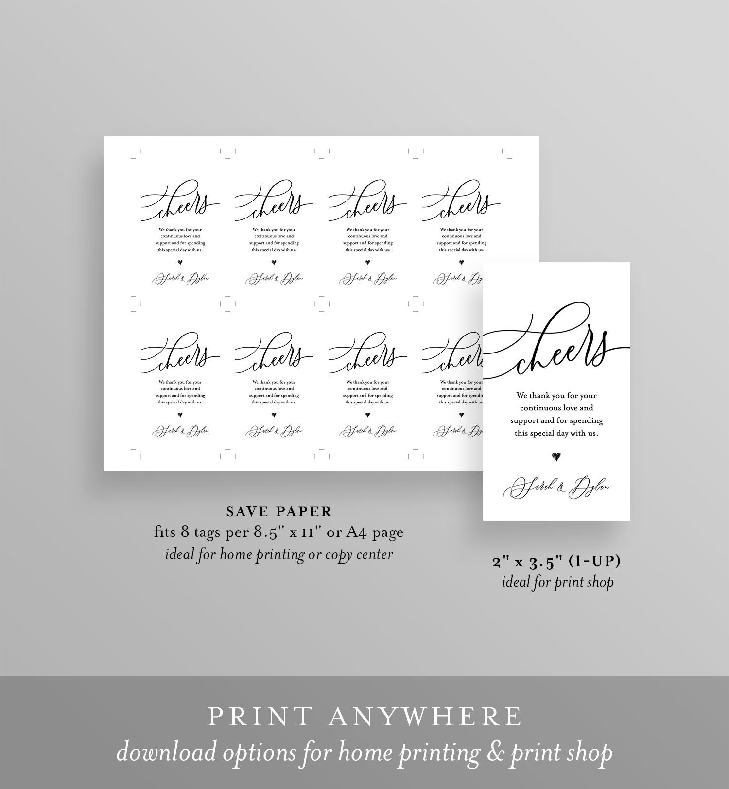 Elegant Bridal Shower Thank You Tag Template