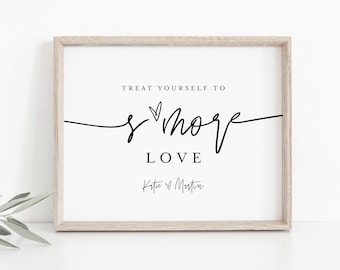 S'mores Favor Sign, S'mores Treat Bag Sign, S'more Love, Minimalist Wedding, 100% Editable Template, Instant Download, Templett  #0009-30S
