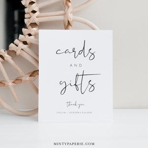 Minimalistische kaarten en geschenken teken, afdrukbare huwelijksgeschenk, bewerkbare sjabloon, moderne tafelblad teken, Instant Download, Templett 8 x 10 #0031-07S