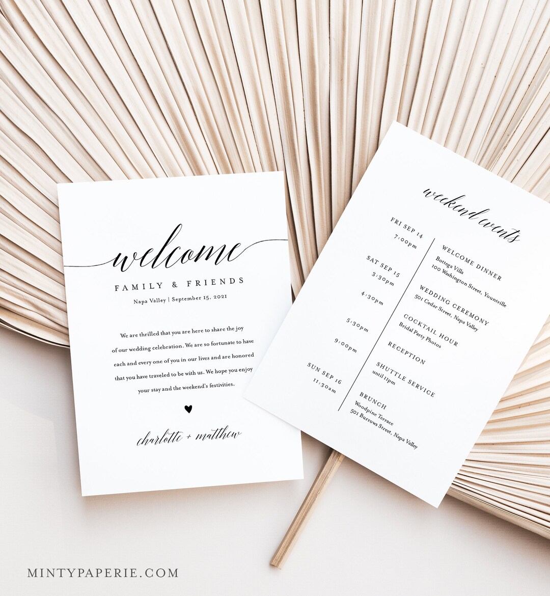 Welcome Letter and Itinerary Wedding Schedule of Events - Etsy