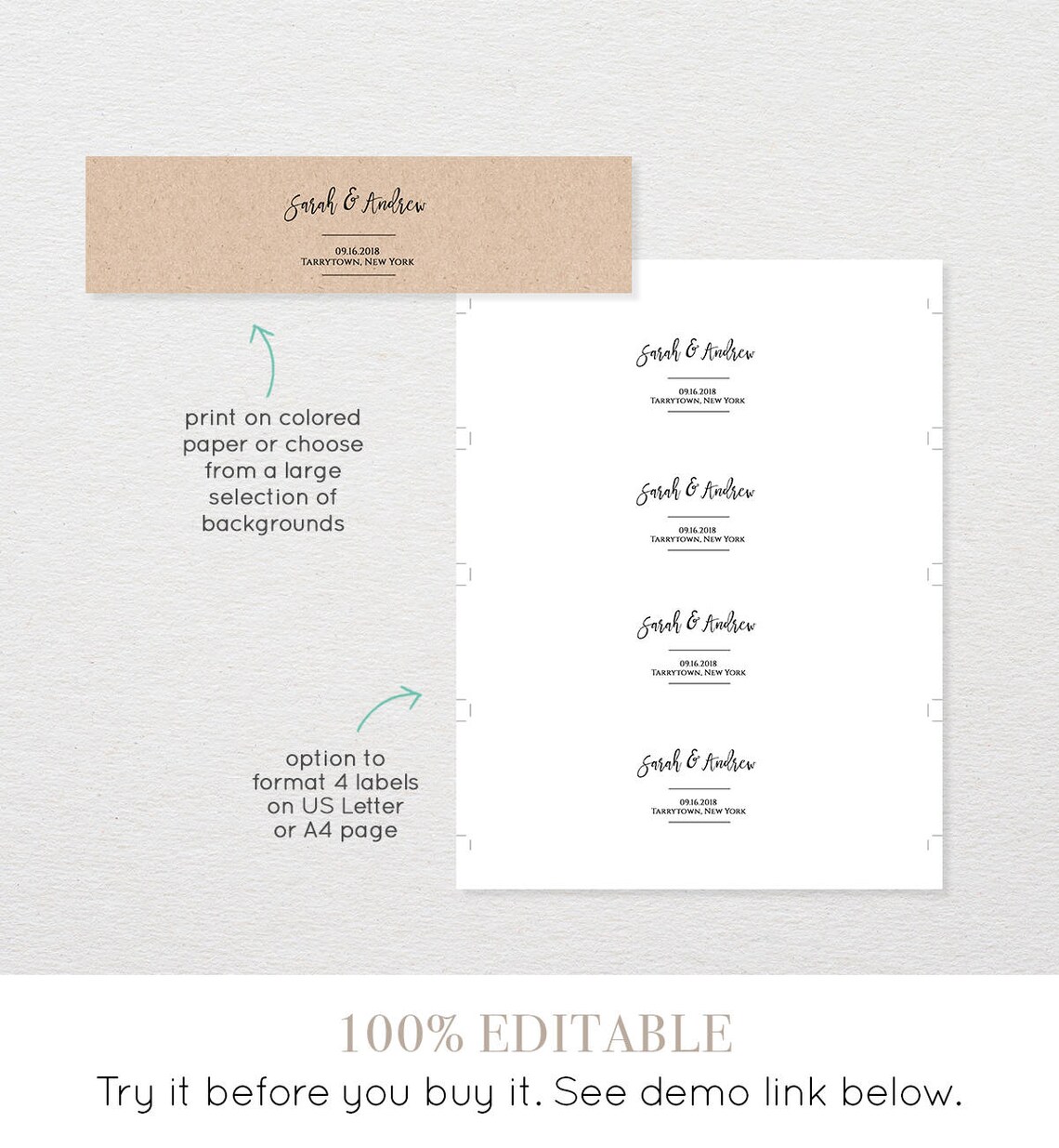 Wedding Water Bottle Label Template Printable DIY Wedding - Etsy