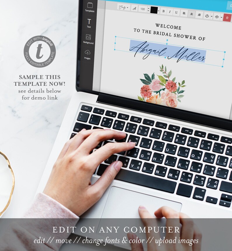 Editable Templett #002-171LS Wedding or Baby Shower Poster Floral Summer Garden Bridal Shower Instant Download Welcome Sign Template