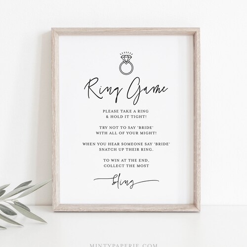 EDITABLE Bridal Shower Ring Hunt Game Sign Printable TEMPLETT - Etsy