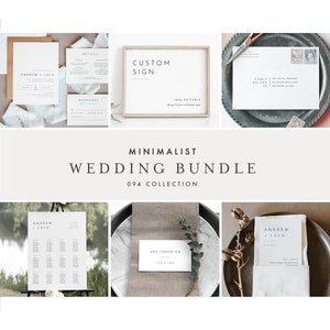 Minimalist Clean Wedding Bundle, Wedding Essential Template, Simple Invitation Suite, 100% Editable, Instant Download, Templett #094-BUNDLE