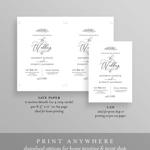 Minimalist Wedding Invitation Set Template, INSTANT DOWNLOAD, 100% Editable, Calligraphy Invite, RSVP & Detail, Printable, Templett 003A image 5