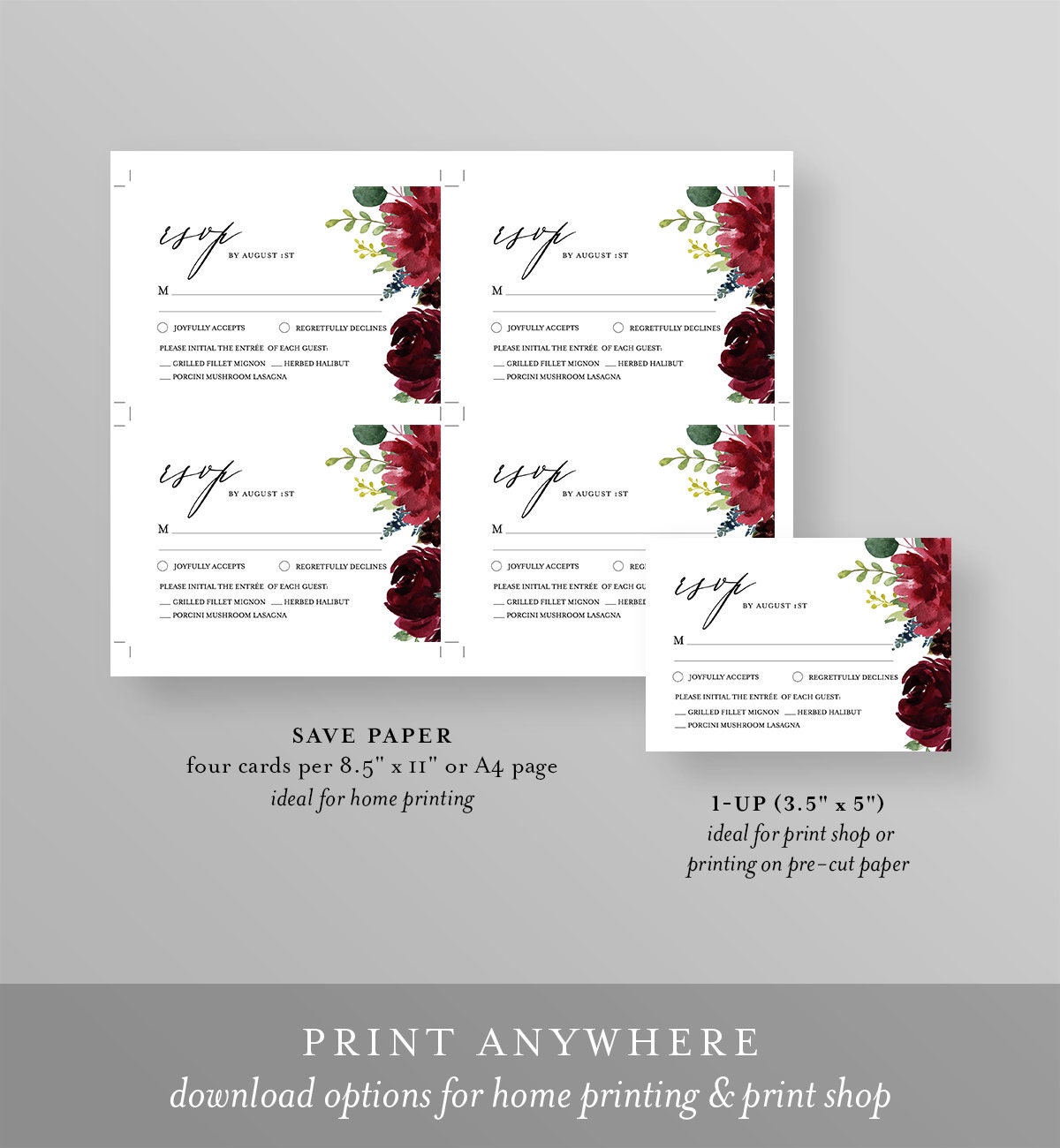 Boho Rsvp Card Template Editable Response Card Printable Wedding Enclosure Self Mailer Self Mailer Postcard Template