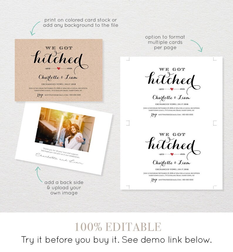 Elope Announcement Template DIY Wedding Elopement Invitation | Etsy