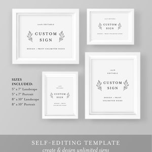 Simple Custom Sign Template, Minimalist Modern Wedding or Bridal Shower ...