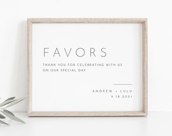 Minimalist Favors Sign, Modern Thank Guests Tabletop Sign, Take A Favor, Editable Template, Instant Download, Templett, 8x10 #094-09S