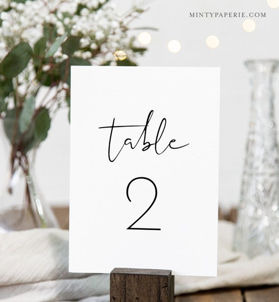 Modern Table Number Card Template, Minimal Simple Clean Wedding Table Number, Editable, INSTANT DOWNLOAD, Templett, 4x6 #0031-207TC