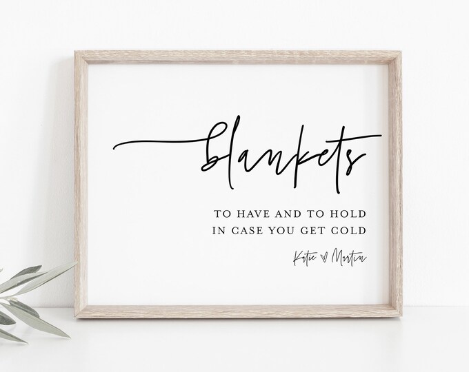 Wedding Blanket Sign, To Have and To Hold, Minimalist Outdoor Wedding, 100% Editable Template, Instant Download, Templett  #0009-28S