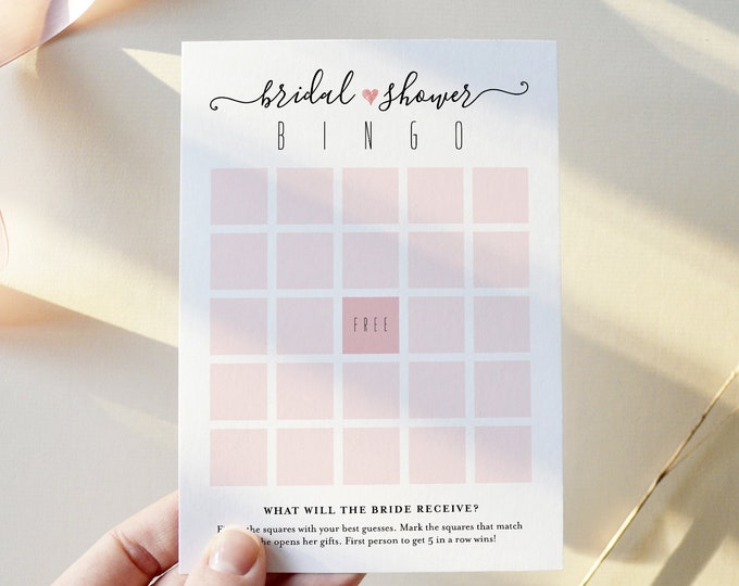 Minimal Bridal Bingo Game, Minimalist Bridal Shower, DIY Printable Bingo, Editable Template, Instant Download, Templett, 5x7 #030-101BG