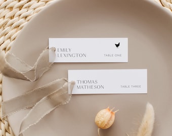 Modern Place Card Template, 100% Editable, Printable Skinny Seating Card, Minimalist Narrow Name Card, Favor Tag, Slim, Templett 0026B-207PC