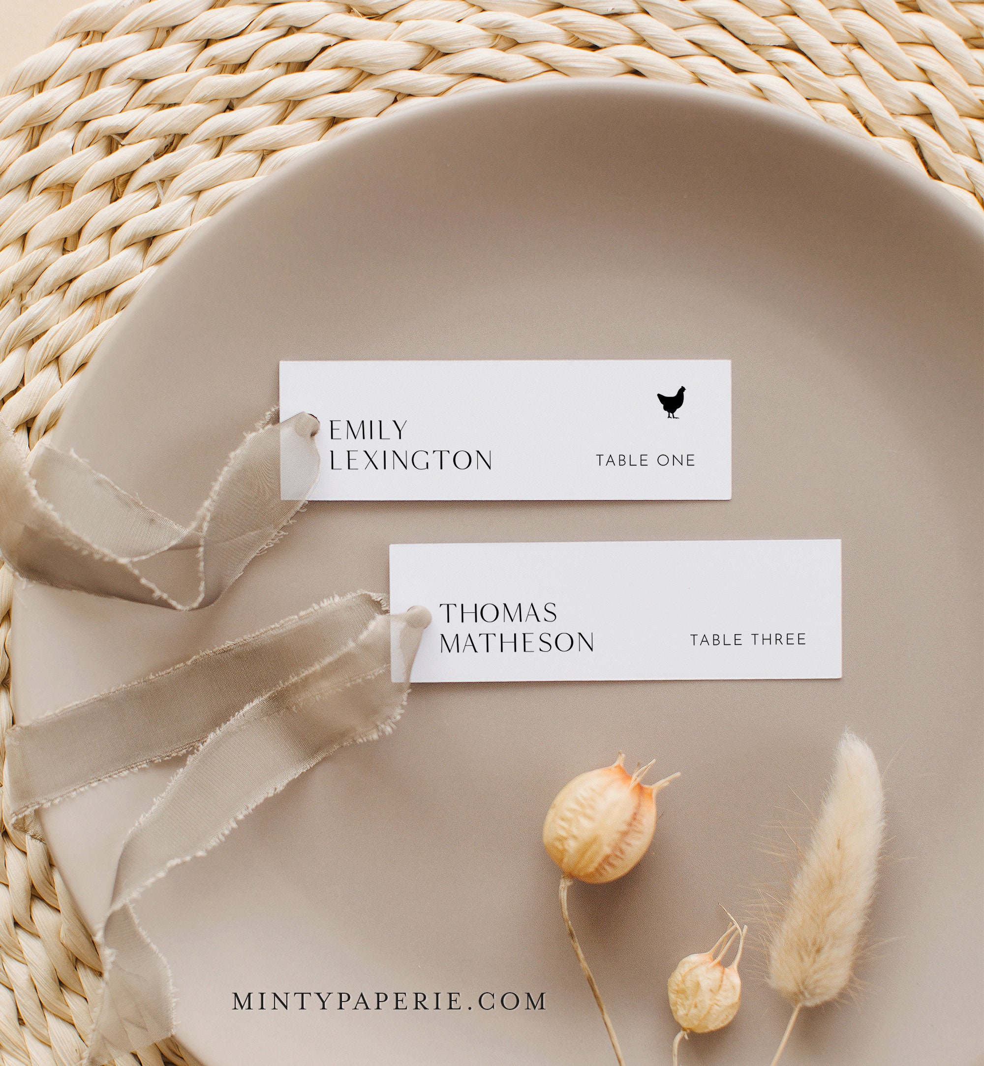 Minimalist Place Card Template, Modern Place Card, Wedding Place Cards  Printable, Table Name Cards, Editable Escort Cards, Any Occasion 