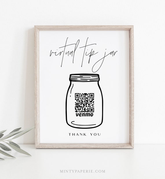 Virtual Tip Jar Sign Tip Your Bartender Venmo Tip Sign Etsy