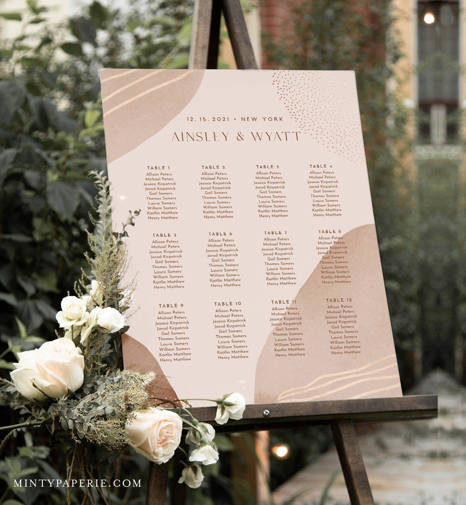 Modern Earthy Seating Chart Poster, Printable Abstract Art Wedding ...
