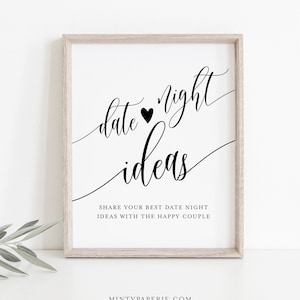 Date Night Ideen, Rat & Wünsche Zeichen und Karte, Datum Glas, Brautparty Spiel, INSTANT DOWNLOAD, Templett, 8x10 Zeichen, 3.5x5 Karte #008-14S