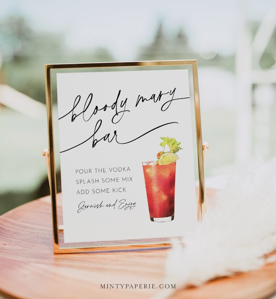 Bloody Mary Bar Sign, Bridal Shower, Wedding Bloody Mary Drink