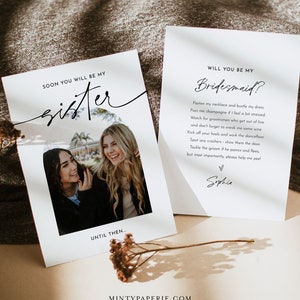 Sister Bridesmaid Proposal Card, Printable Photo Will You Be My ...