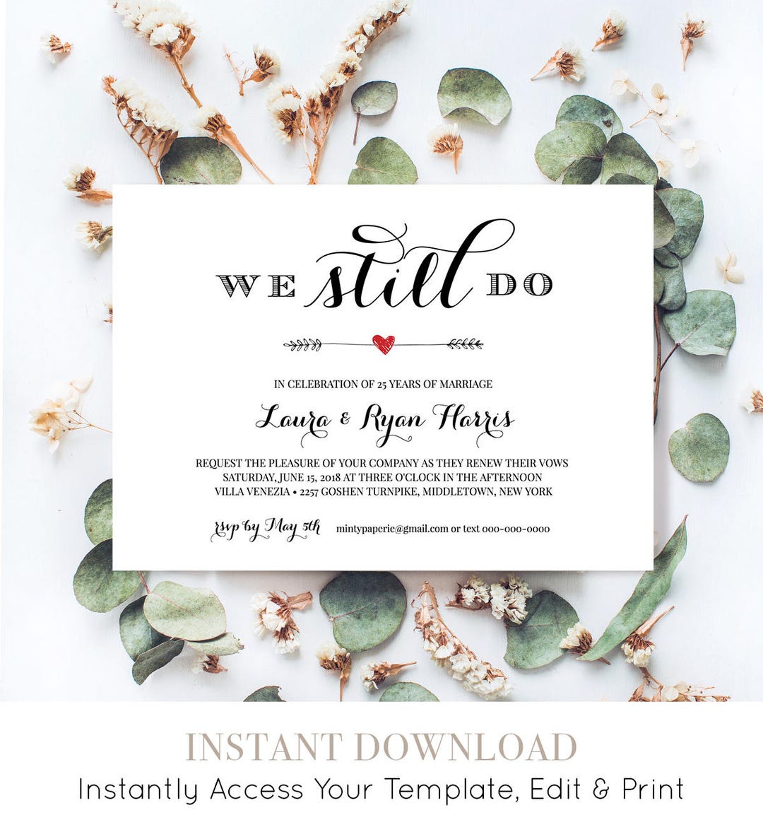 Vow Renewal Invitation Template, We Still Do, Instant Download, Wedding Vow Renewal Invitation Template, We Still Do, Instant Download, Wedding