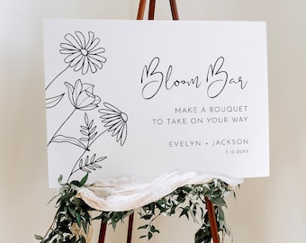 Flower Bar Sign, Bloom Bar, Bridal Shower / Wedding Favor, Modern Build Your Bouquet, Instant, Editable Template, Templett #0031-283LS
