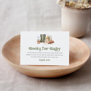 Livros para cartão de bebê, solicitação de livro, cultivado localmente, mercado de fazendeiros, inserção de livro de chá de bebê neutro em termos de gênero, editável, Templett #0059-178BFB