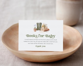 Books for Baby Card, Book Request, Locally Grown, Farmers Market, Gender Neutral Baby Shower Book Insert, Editable, Templett #0059-178BFB