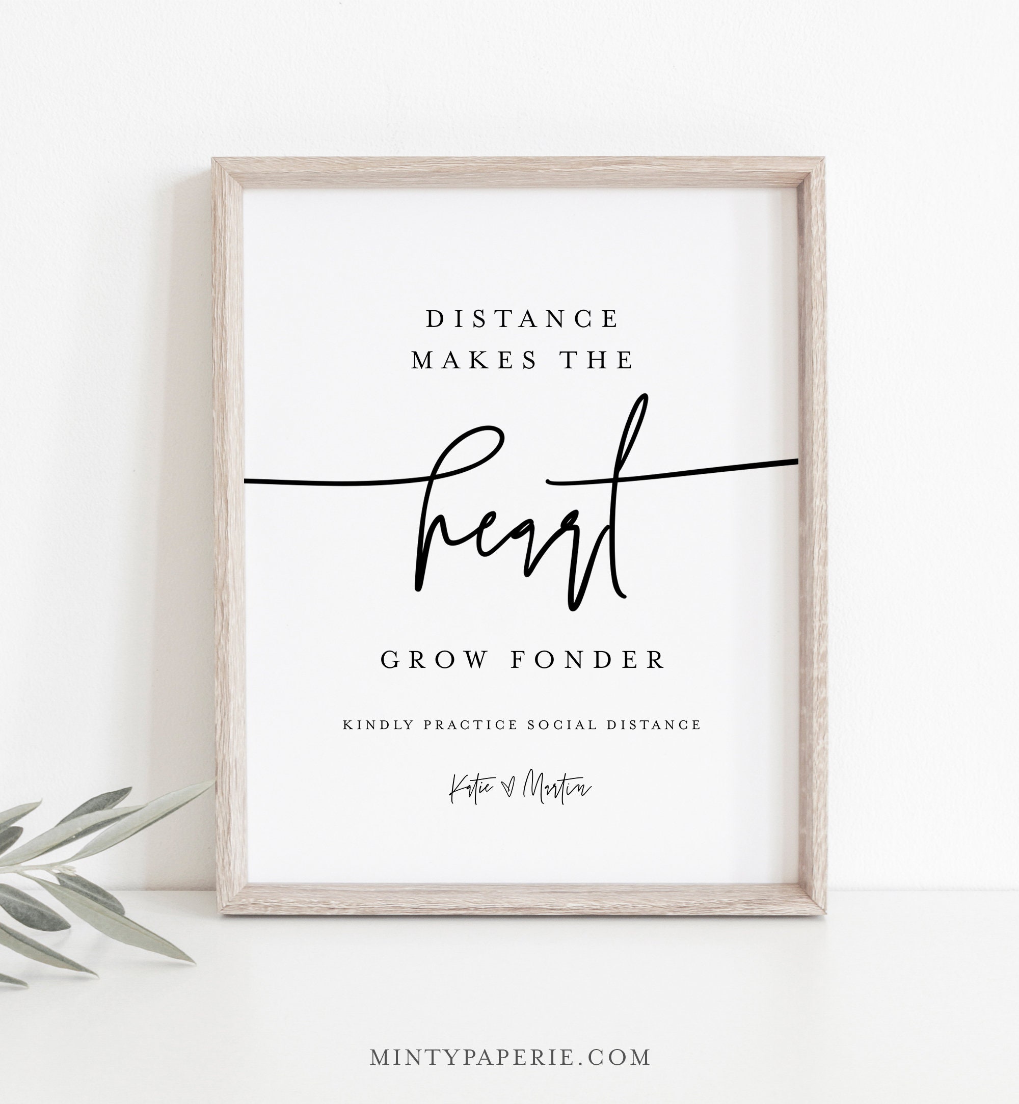 Social Distance Wedding Sign Distance Makes The Heart Grow Fonder Printable Covid Sign Editable Instant Download Templett 0009 07s