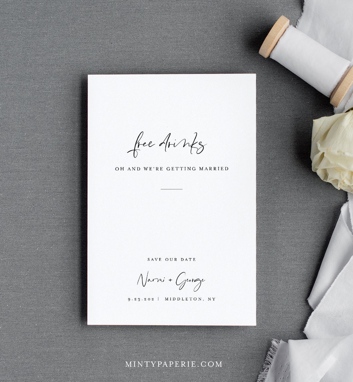 Save the Date Template Free Drinks 100% Editable Text Funny - Etsy